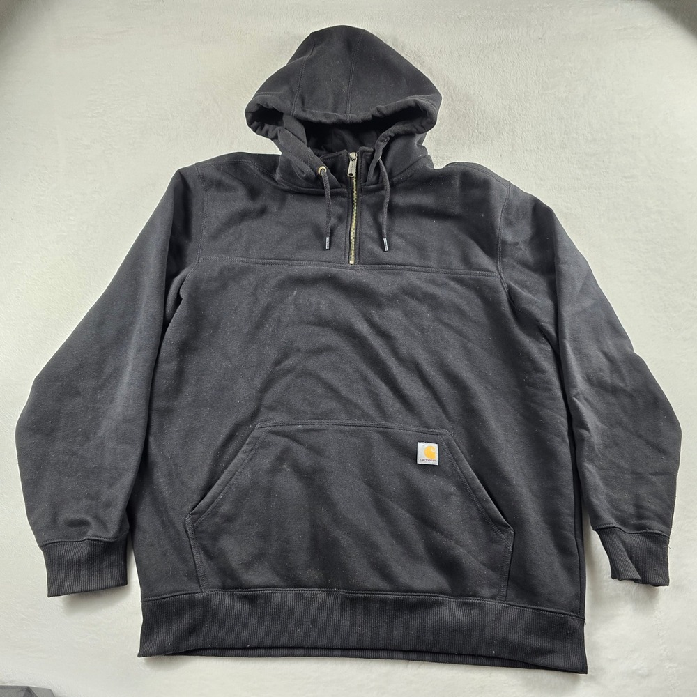 Carhartt Rain Defender Mens XL Tall Black Quarter Zip Hoodie Loose Fit TS0617-M